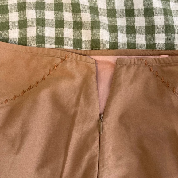 Vintage Odille Skirt: Tan and Pink Midi with Cutouts and Embroidery - Picture 9 of 9